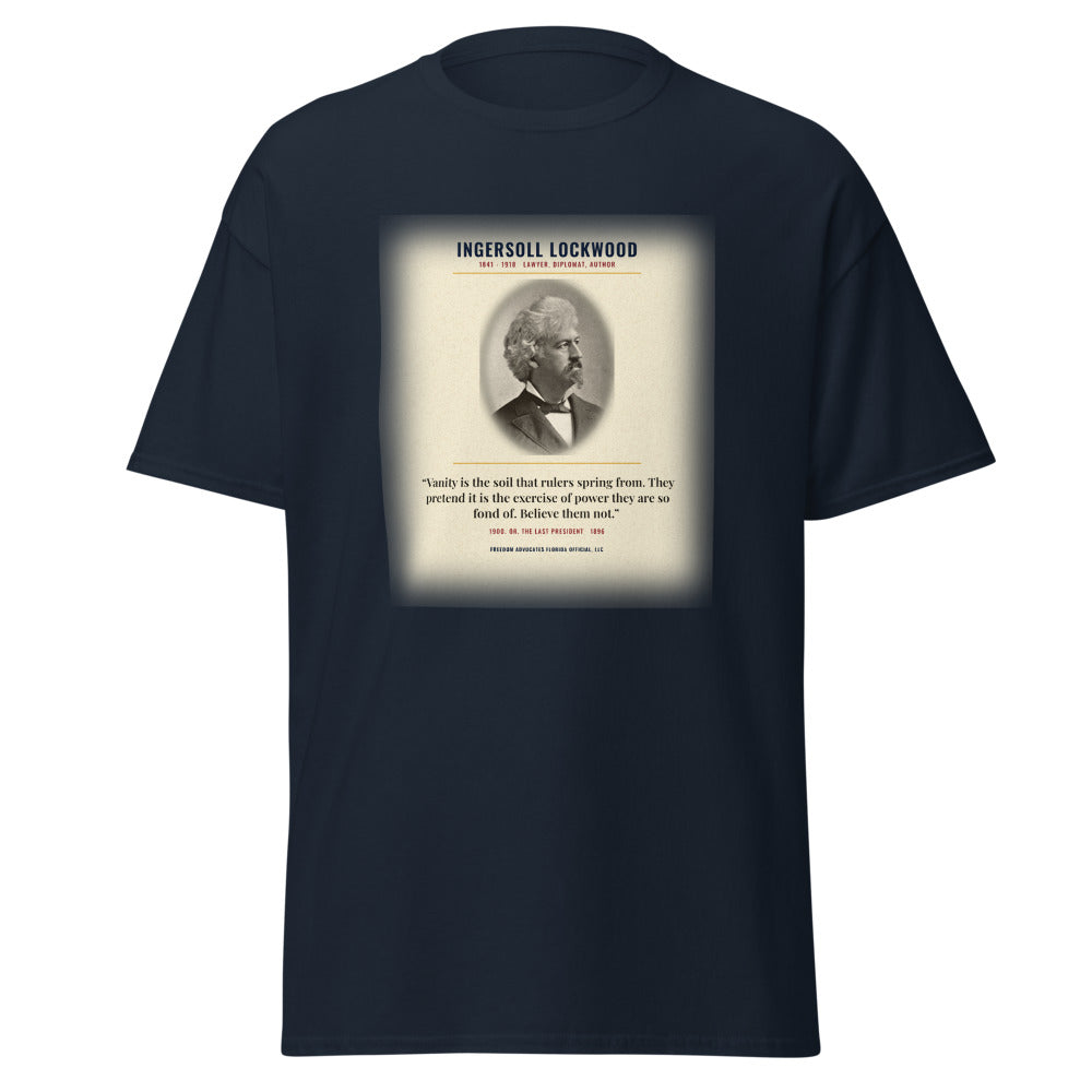 Ingersoll Lockwood, Vanity Is the Soil printed on a Navy tee - Freedom Advocates Florida Official, LLC