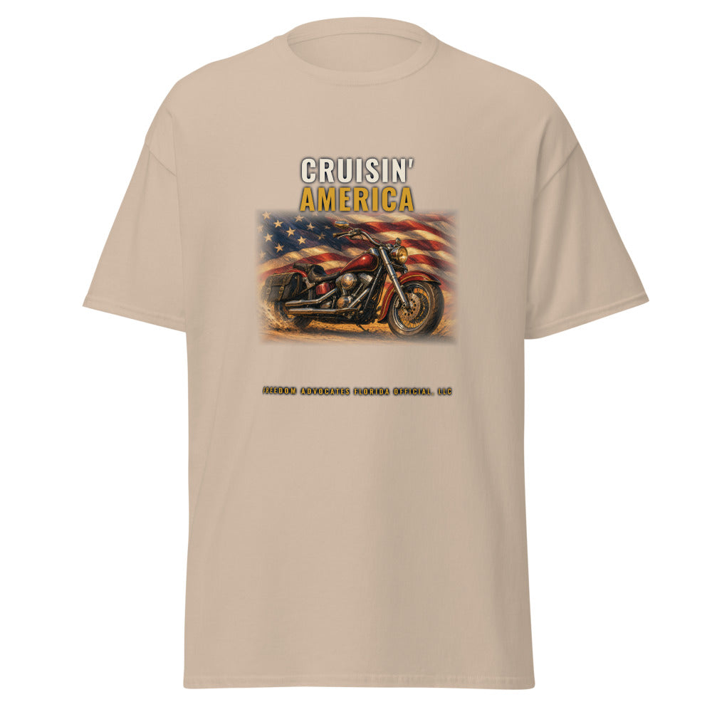 Cruisin' America printed on a Sand tee - Freedom Advocates Florida Official, LLC