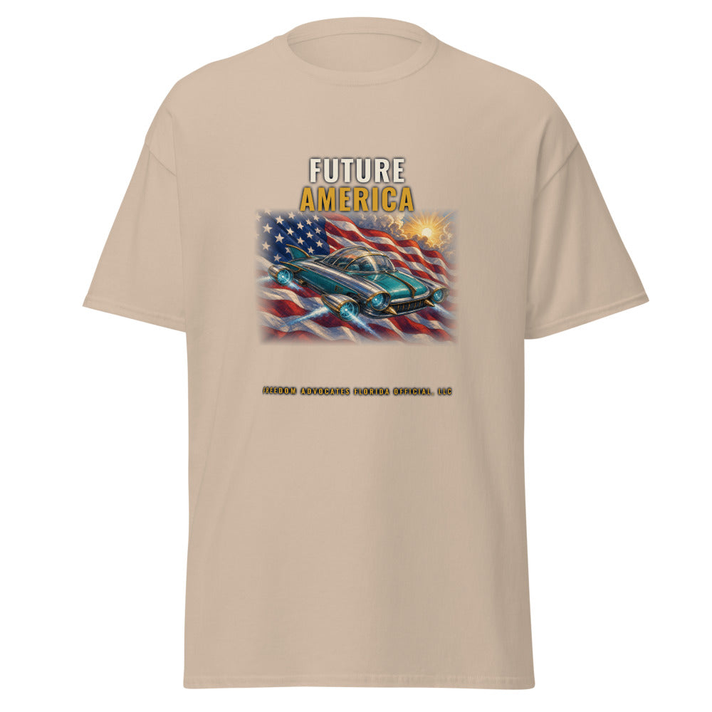 Future America printed on a Sand tee - Freedom Advocates Florida Official, LLC