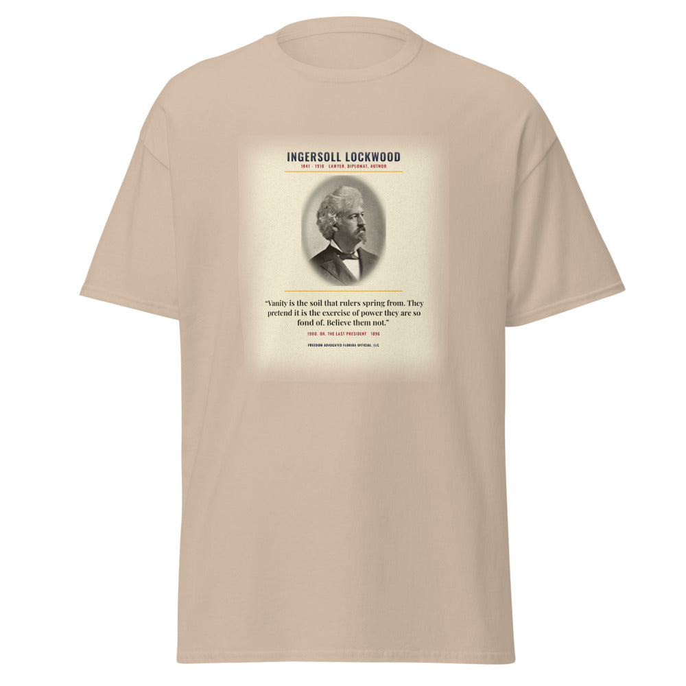 Ingersoll Lockwood, Vanity Is the Soil printed on a Sand tee - Freedom Advocates Florida Official, LLC