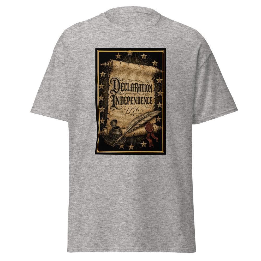 The Declaration of Independence 1776 printed on a Sport Grey unisex classic tee - Freedom Advocates Florida Official, LLC