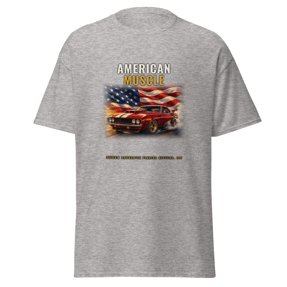 American Muscle printed on a Sport Grey tee - Freedom Advocates Florida Official, LLC