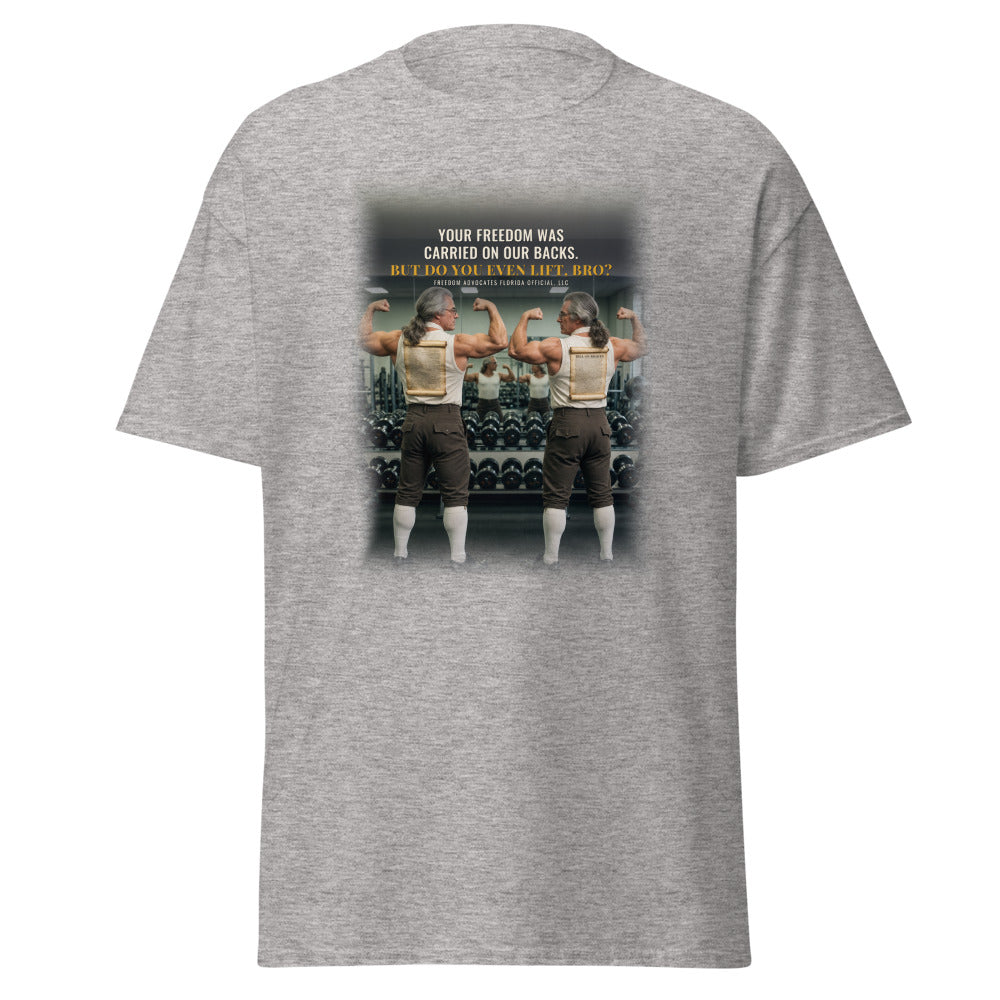 Your Freedom Was Carried On Our Backs printed on a Sport Grey tee - Freedom Advocates Florida Official, LLC