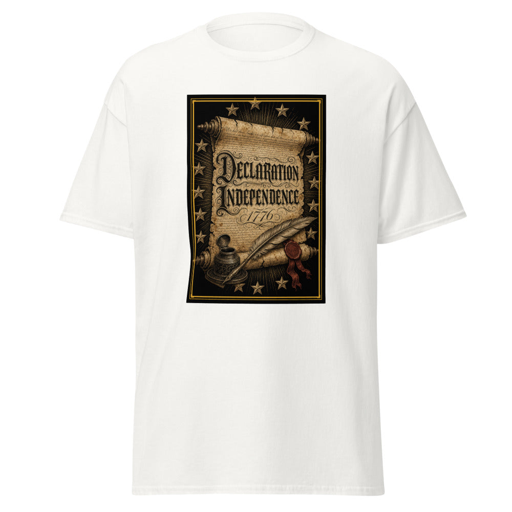 The Declaration of Independence 1776 printed on a White unisex classic tee - Freedom Advocates Florida Official, LLC