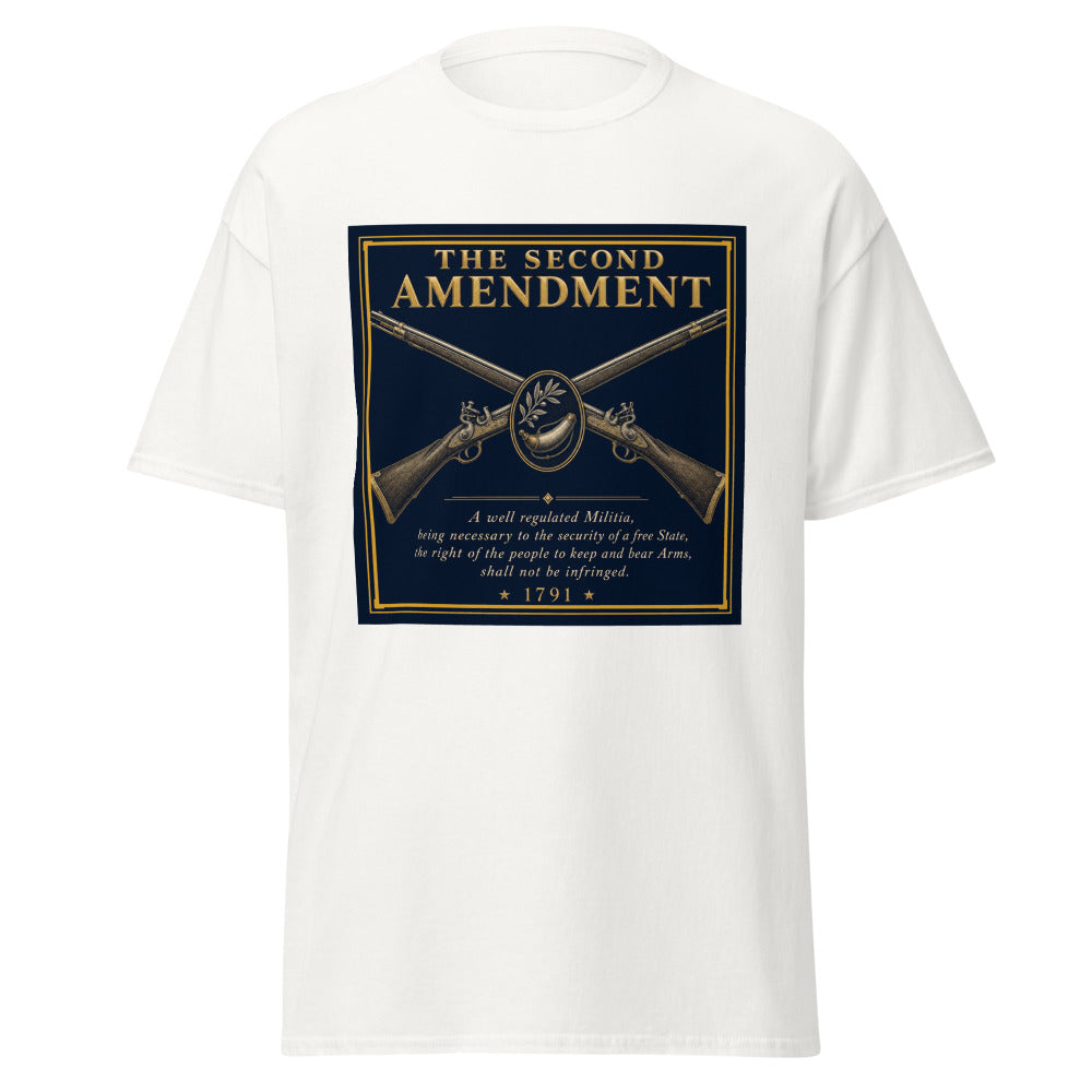 The Second Amendment 1791 printed on a White unisex classic tee - Freedom Advocates Florida Official, LLC