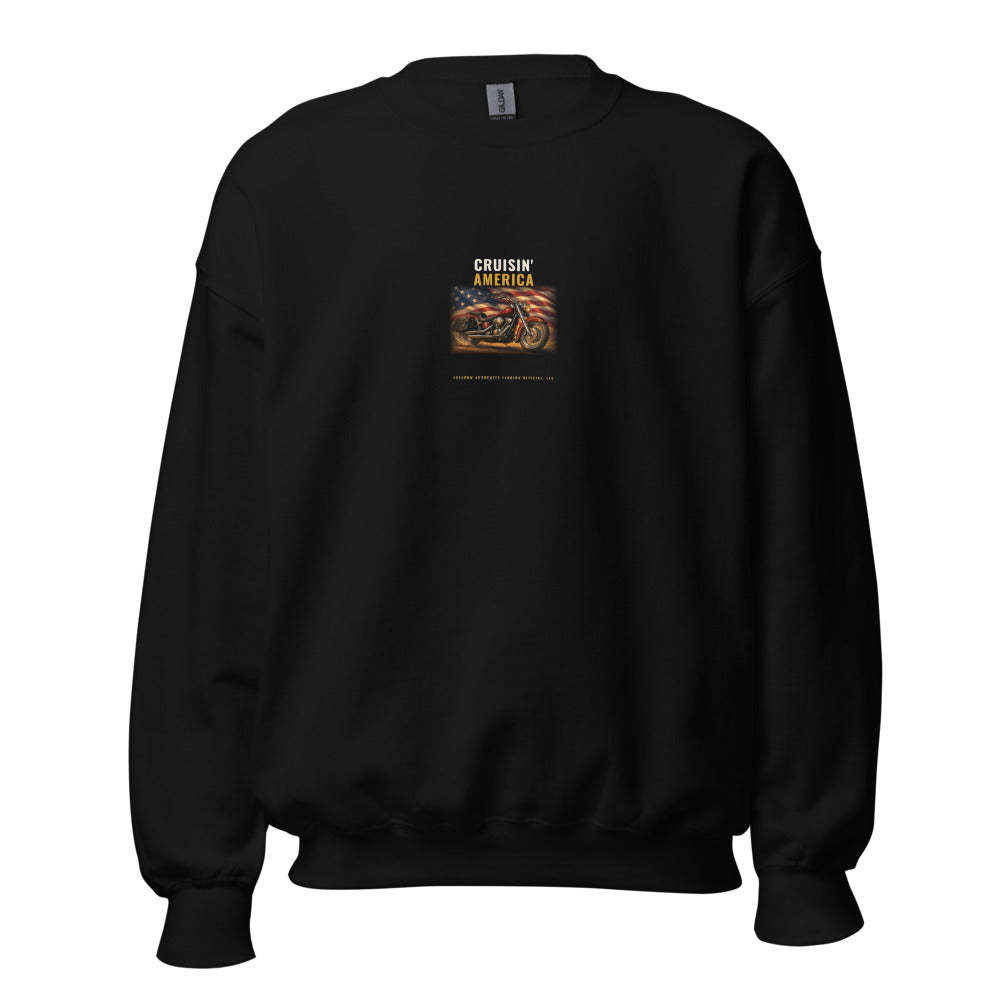 Cruisin' America - Sweatshirt in Black - Gildan 18000 crew neck sweatshirt - Freedom Advocates Florida Official, LLC