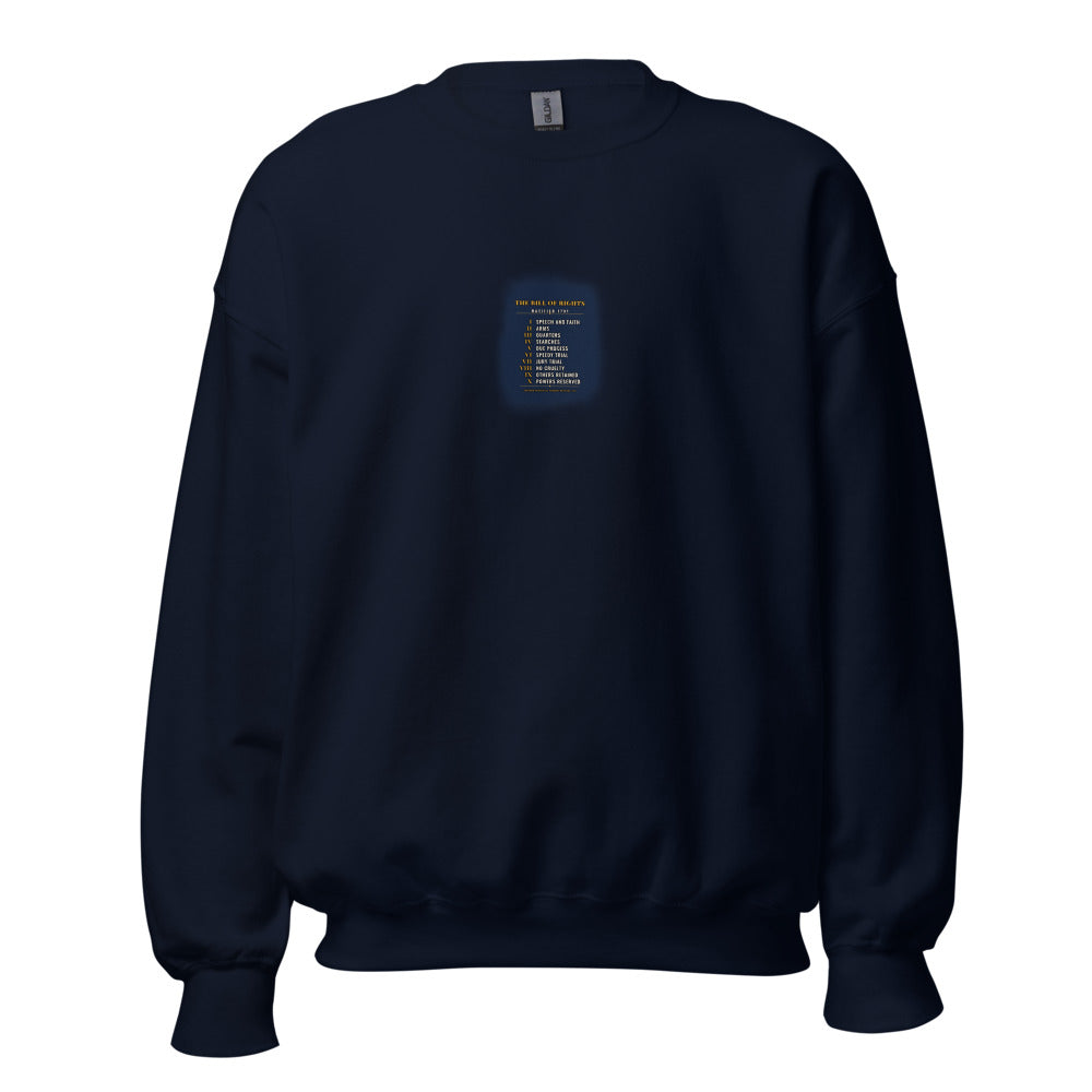 The Bill of Rights 1791 - Sweatshirt in Navy - Gildan 18000 crew neck sweatshirt - Freedom Advocates Florida Official, LLC