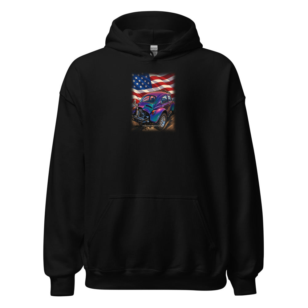 American Baja Bug - Hoodie in Black - Gildan 18500 hoodie - Freedom Advocates Florida Official, LLC