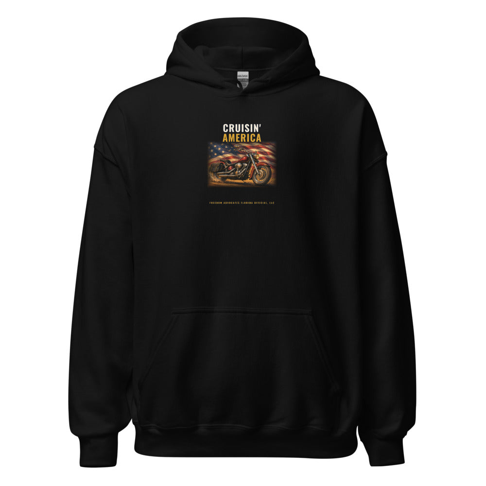 Cruisin' America - Hoodie in Black - Gildan 18500 hoodie - Freedom Advocates Florida Official, LLC