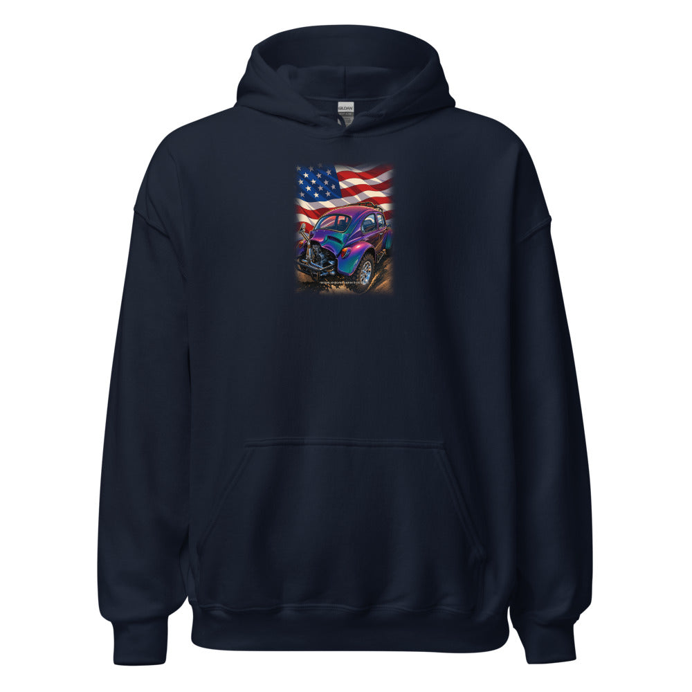 American Baja Bug - Hoodie in Navy - Gildan 18500 hoodie - Freedom Advocates Florida Official, LLC