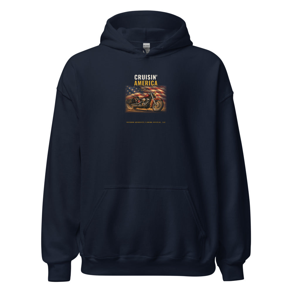 Cruisin' America - Hoodie in Navy - Gildan 18500 hoodie - Freedom Advocates Florida Official, LLC