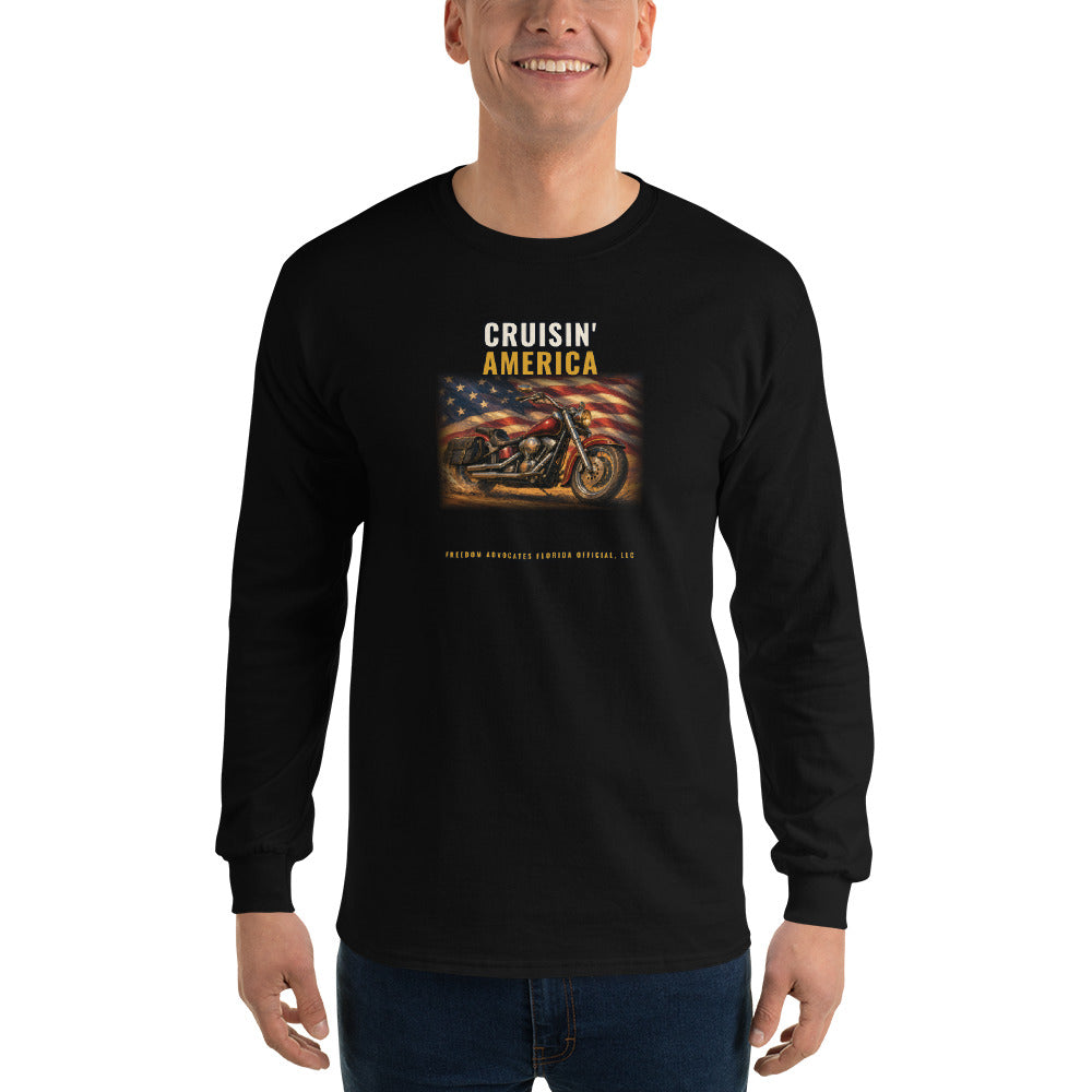 Cruisin' America - Long Sleeve Tee in Black - Gildan 2400 long sleeve - Freedom Advocates Florida Official, LLC