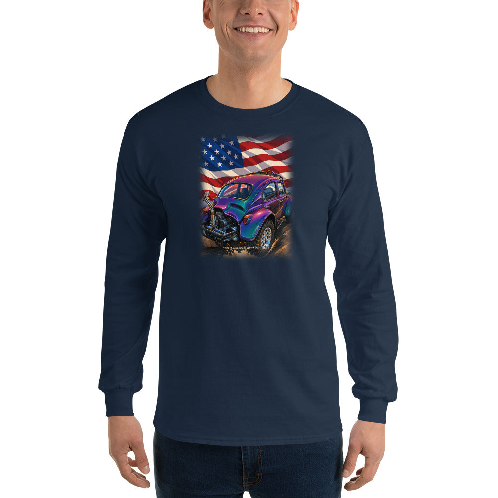 American Baja Bug - Long Sleeve Tee in Navy - Gildan 2400 long sleeve - Freedom Advocates Florida Official, LLC
