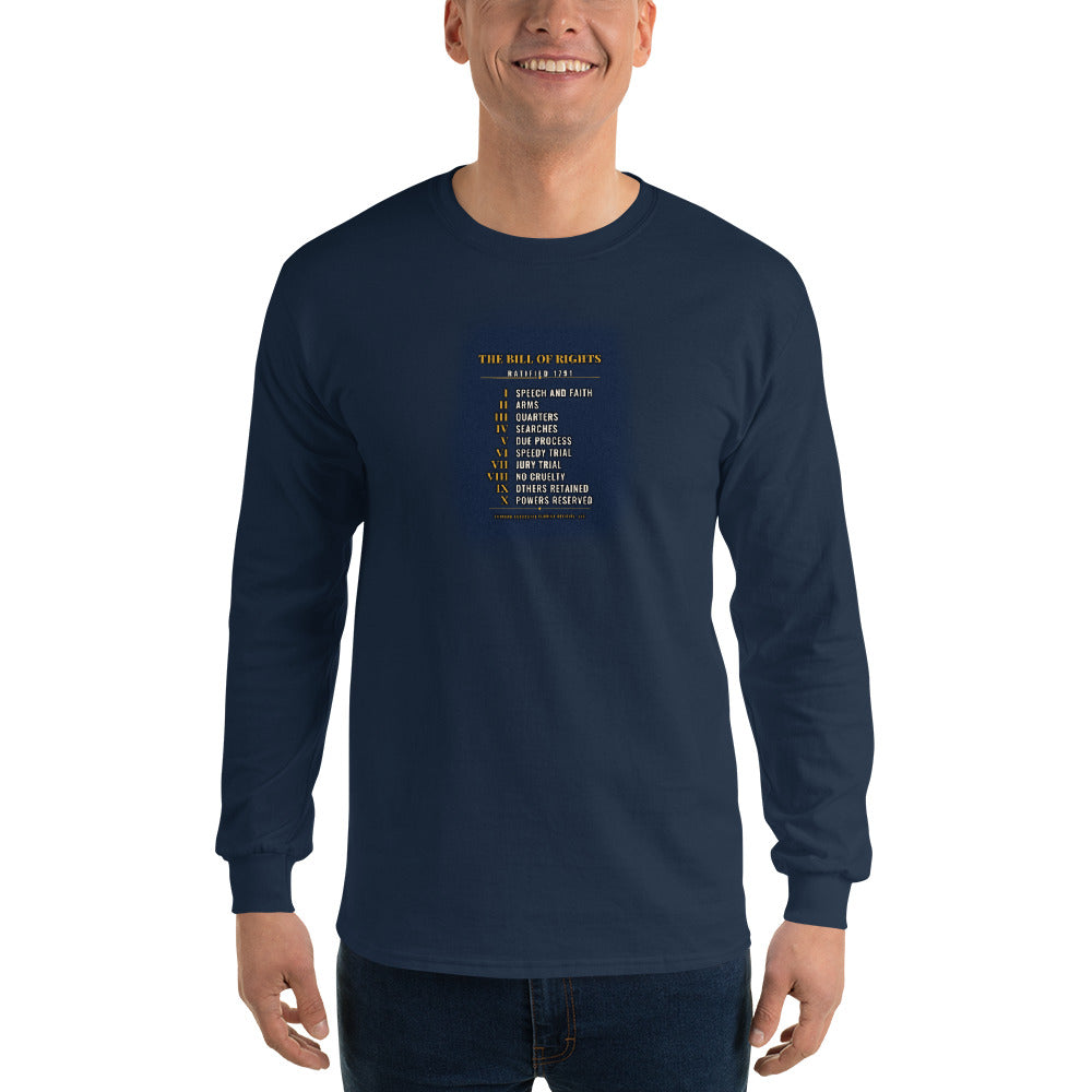 The Bill of Rights 1791 - Long Sleeve Tee in Navy - Gildan 2400 long sleeve - Freedom Advocates Florida Official, LLC