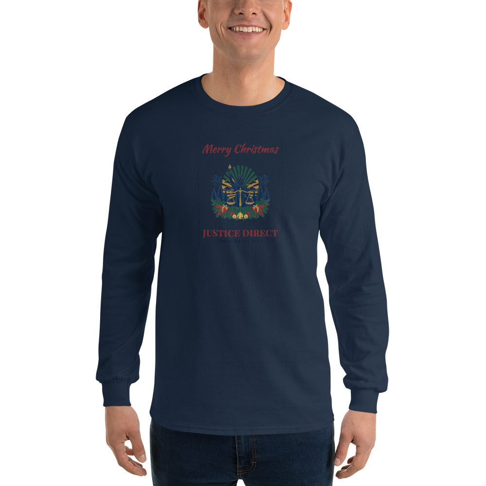 Merry Christmas - Long Sleeve Tee in Navy - Gildan 2400 long sleeve - Freedom Advocates Florida Official, LLC