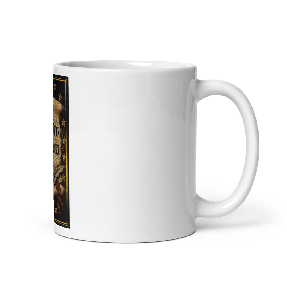 The Declaration of Independence 1776 printed on an 11 oz white glossy mug - Freedom Advocates Florida Official, LLC