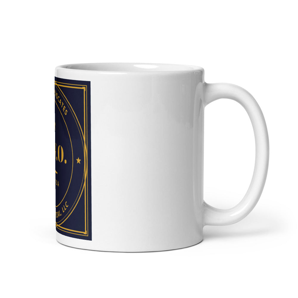 F.A.F.O. Badge printed on an 11 oz white glossy mug - Freedom Advocates Florida Official, LLC
