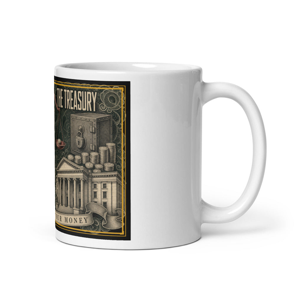 The Fed vs The Treasury printed on an 11 oz white glossy mug - Freedom Advocates Florida Official, LLC