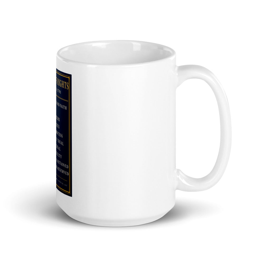 The Bill of Rights 1791 printed on a 15 oz white glossy mug - Freedom Advocates Florida Official, LLC