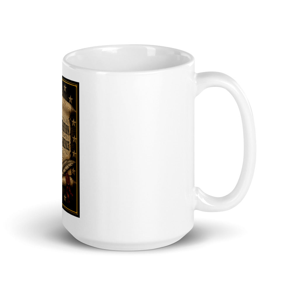 The Declaration of Independence 1776 printed on a 15 oz white glossy mug - Freedom Advocates Florida Official, LLC
