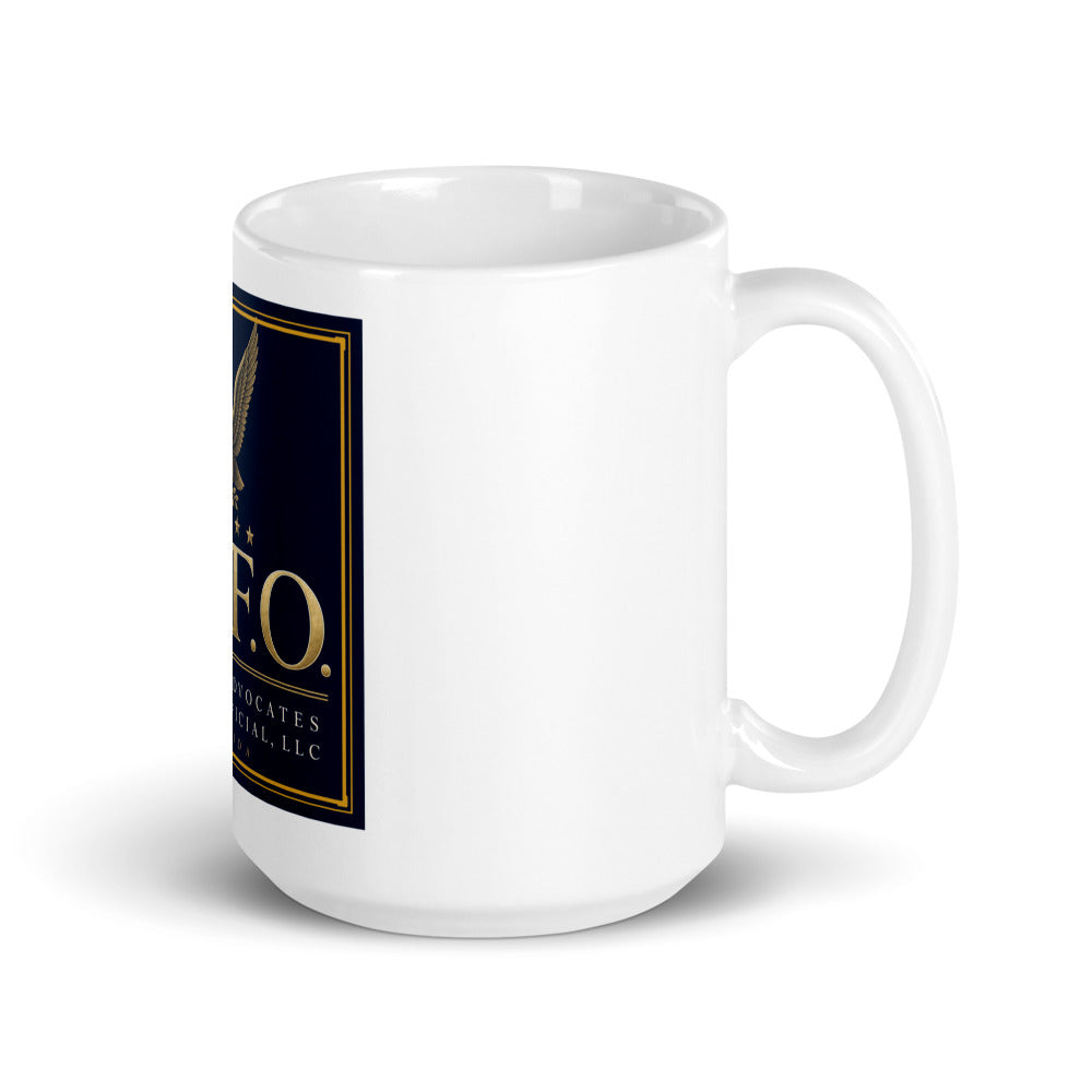 F.A.F.O. Crest printed on a 15 oz white glossy mug - Freedom Advocates Florida Official, LLC